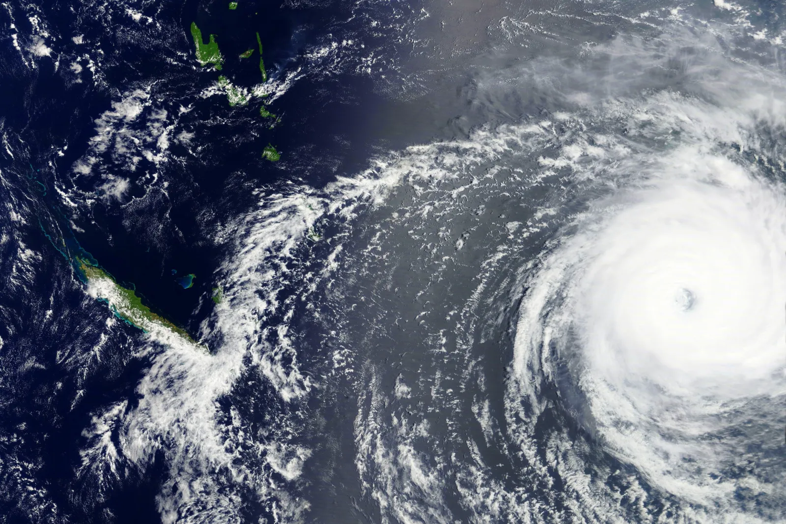 A satellite image of a cyclone